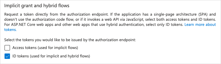 Enable ID tokens Enable ID tokens